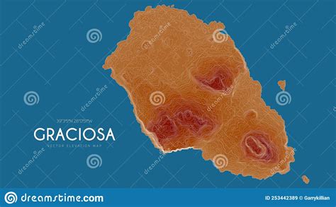 Topographic Map Of Graciosa Azores Islands Portugal Vector Detailed Elevation Map Of Island