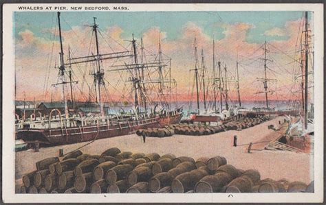 Whaling Ships At The Pier New Bedford Ma Postcard Ca 1915 Whalers