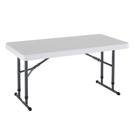 Lifetime Commercial Grade Adjustable Folding Table - 4' - White Granite