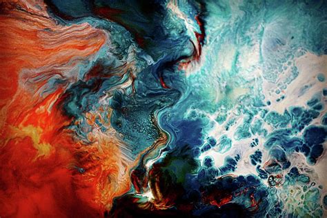 Lava And Water Abstract Painting By Lilia D