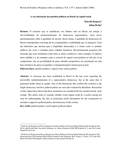 PDF A re valorização dos partidos políticos no Brasil via capital social