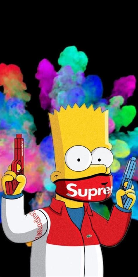 Supreme Wallpaper Cartoon Supreme Lit Bart Simpson Wallpaper