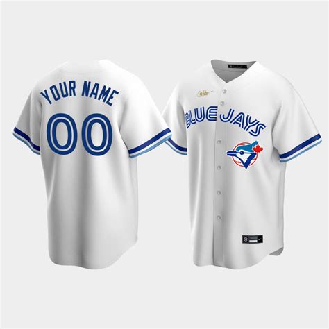 Custom Toronto Blue Jays White Cooperstown Collection Home Jersey