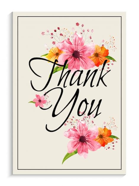 Premium Vector Beautiful Watercolors Decorated Flowers Thank You