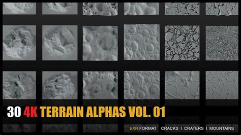 Artstation 4k Terrain Alphas Brushes Stencils Vol 01 Brushes
