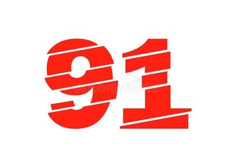 Modern Red 91 Number Design Vector Illustration Numeral Vector Trendy