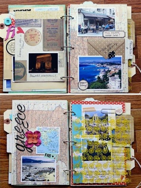 Exemple De Carnet De Voyage Enveloppe Greece Bouton Smash Book Travel Journal Scrapbook