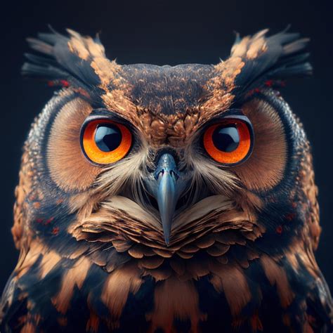 Premium Ai Image Owl Head On Dark Background By Generative Ai