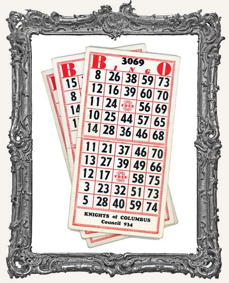 Heavy Double Red Cardboard Vintage Bingo Card