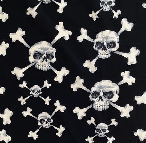 Fabric Skull And Bones Black By Alexander Henry By The Half Or Full