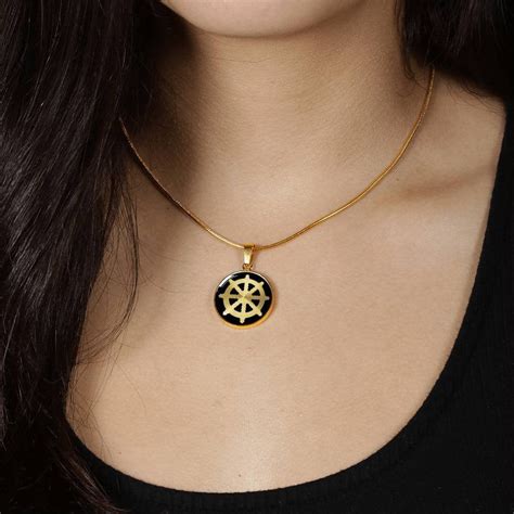 Buddhist Necklace Men Buddhist Jewelry Dharma Wheel V2 18k Etsy Nederland