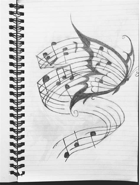 Butterfly And Music Notes Butterfly Drawing Easy Butterfly Drawing