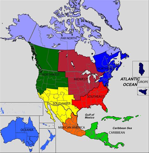 America Regions Map Villado