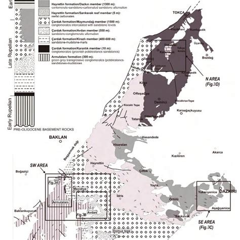 Geological Map And Generalized Stratigraphic Column Of The Oligocene