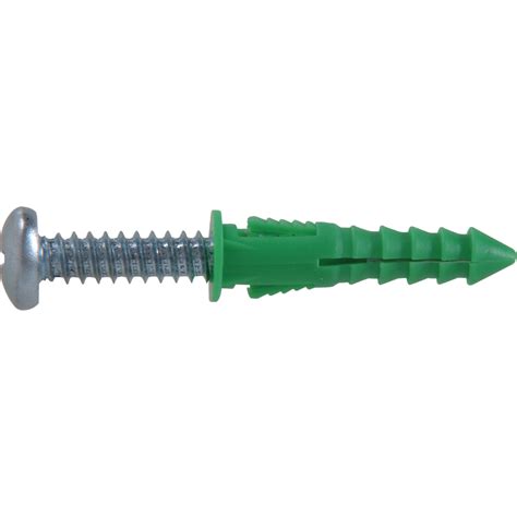 Green Ribbed Plastic Anchor With Screws 10 Lb Drywall And Plaster Dry
