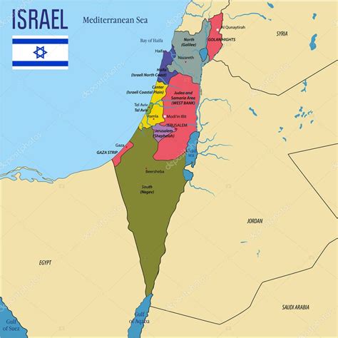 Vector Highly Detailed Political Map Of Israel With Regions And Their