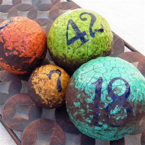 Paper Mache Decorative Balls Rustic Crackled Papier Mache Gameballs