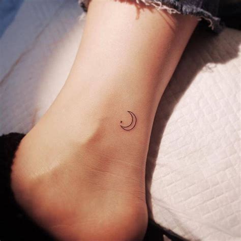 Minimalist Crescent Moon Outline Tattoo On The Ankle Small Moon
