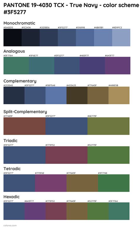 Pantone 19 4030 Tcx True Navy Color Palettes And Color Scheme