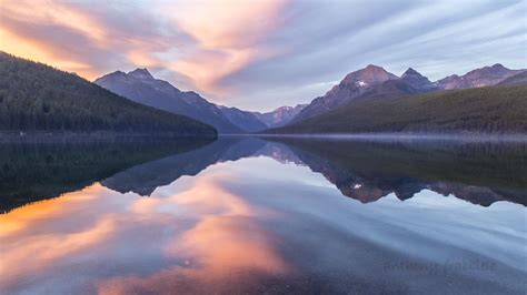 A Calm Sunset On Bowman Lake Glacier National Park Oc 2160x1215