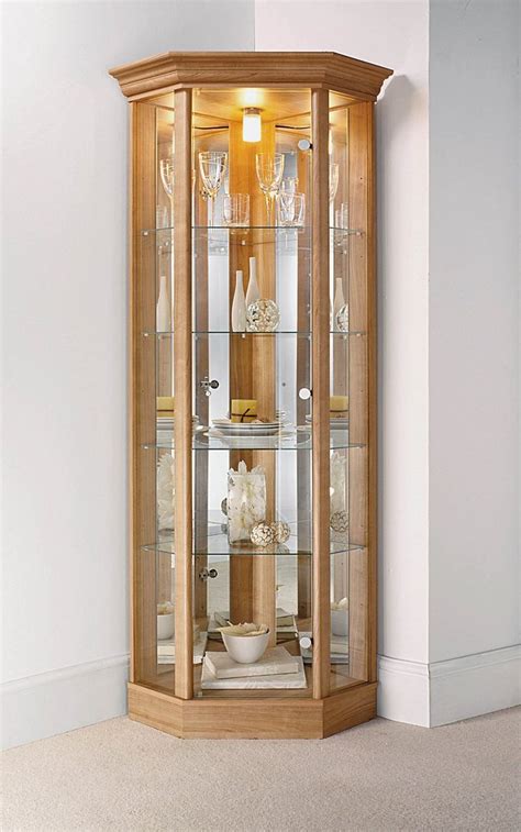 Corner Cabinet With Pelmet Glass Display Case Oak Dark Oak Or