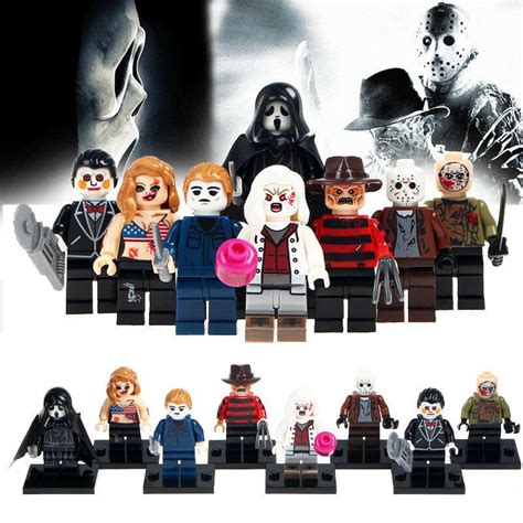 8pcsset The Horror Movie Jason Ghostface Freddy Krueger Jigsaw Lego