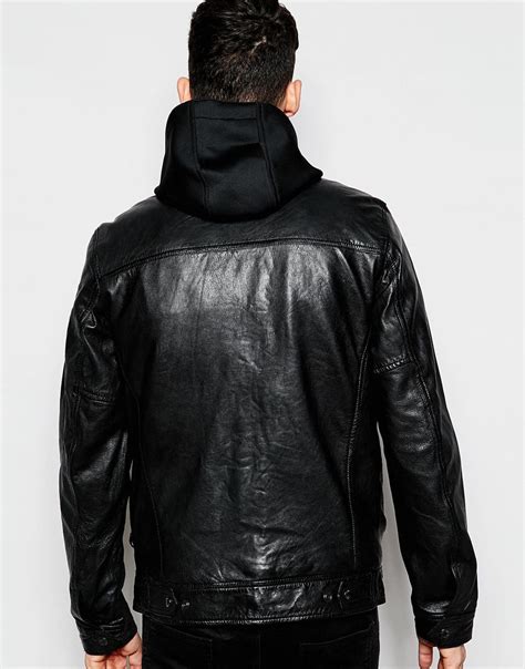 Schott Nyc Leather Jacket With Hoodie Insert In Black For Men Lyst