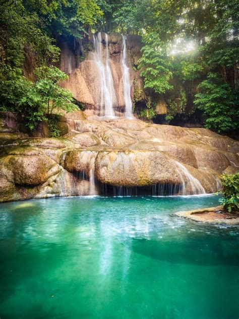 Beautiful Waterfall Sai Yok Noi At National Park Thailand Stock Photo
