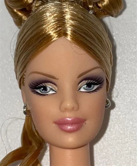 Barbie Blonde Updo Hair Blue Eyes Nude Twist Waist Doll Closed Mouth