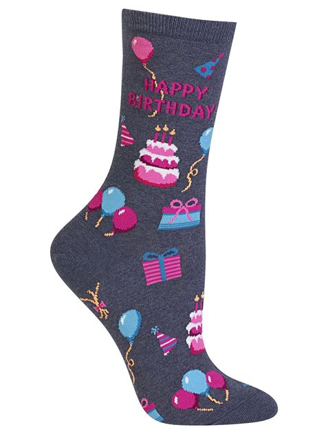 Hot Sox Hot Sox Womens Happy Birthday Sock Womens Shoe Size 4 105 Denim Heather Walmart