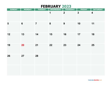 February 2023 Printable Calendar Calendar Quickly