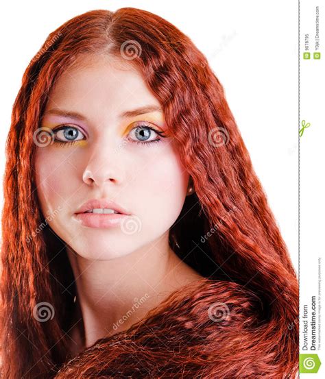 Pretty Girl With Red Hair Stock Image Image Of Isolated