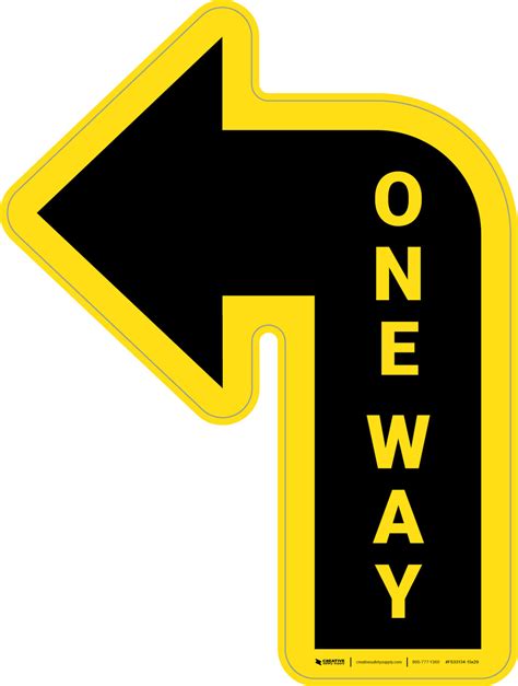 One Way Arrow Yellow Left Floor Sign Creative Safety Supply