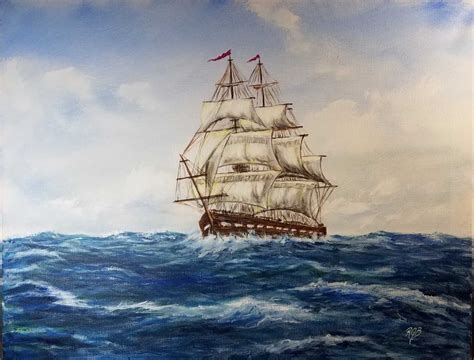 Old Colonial Ship At Sea Rjb Art Studio