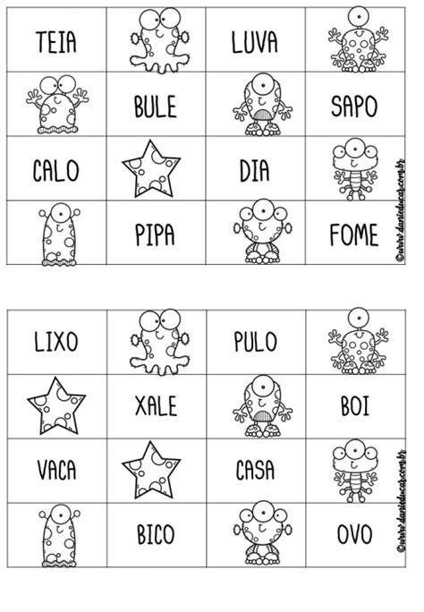 Bingo De Palavras Simples Danieducar Bingo De Palavras Atividades