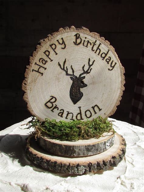 The man and other trees are made from fondant. Deer Head Cake Topper Buck Cake Topper Rustic Hunting Birthday | Etsy