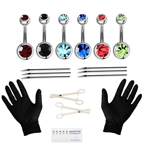 34pcs Body Piercing Kit Sotica 12g 14g 16g 18g 20g Stainless Steel Piercing Needle Kit