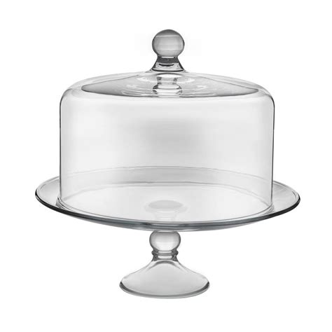 Libbey Selene 2 Piece Clear Glass Cake Stand With Dome