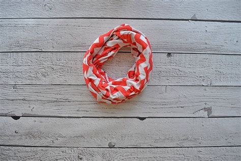 Flash Sale Coral And White Chevron Infinity Scarf For Women Etsy