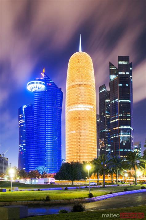 Matteo Colombo Travel Photography Doha City Center Illuminated At