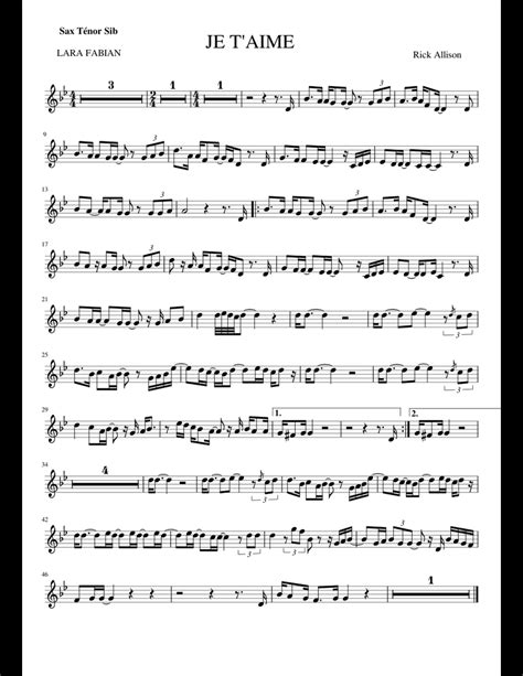 Je Taime Sheet Music For Piano Download Free In Pdf Or Midi