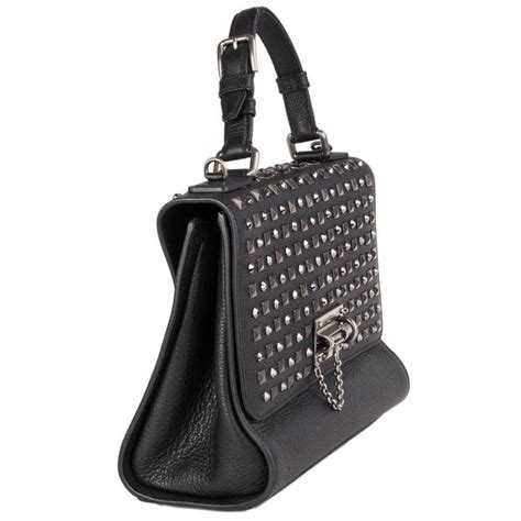Dolce And Gabbana Black Leather Studded Monica Medium Bag At 1stdibs