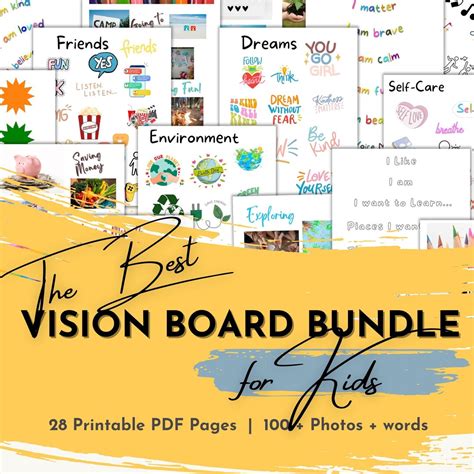 Kids Vision Board Kit Vision Board Printable Vision Board Etsy