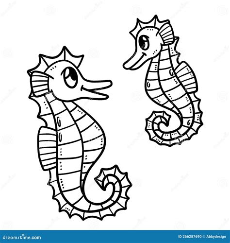 Baby Seahorse Isolated Coloring Page For Kids Stock Vector