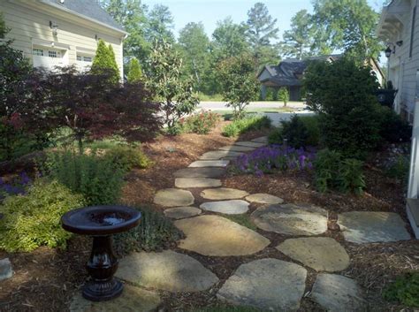 River Stone Patio Stepping Stones Rustic Landscaping Front Yard