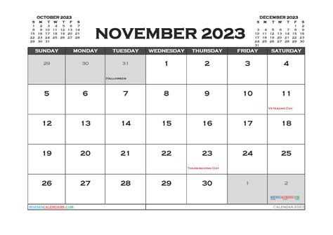 Printable November 2023 Calendar Free 12 Templates