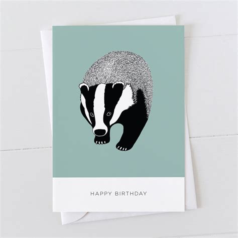 Badger Happy Birthday Card Bird The Artist