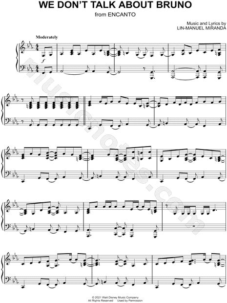 We Dont Talk About Bruno From Encanto Sheet Music Piano Solo In