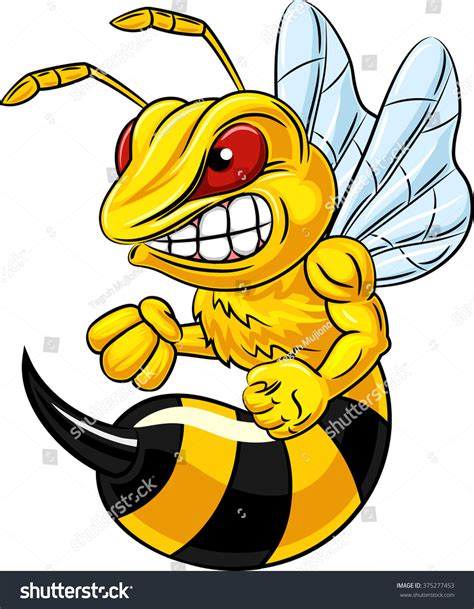 Cartoon Bee Mascot Character Isolated On เวกเตอร์สต็อก ปลอดค่า