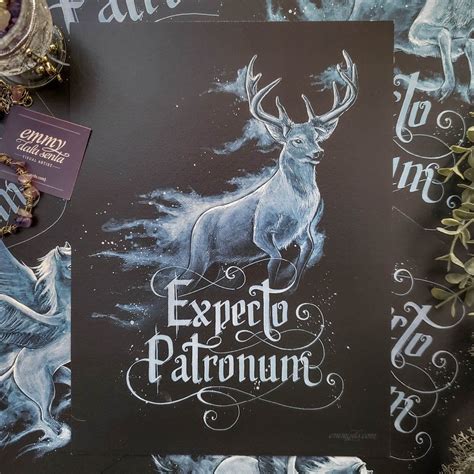 Expecto Patronum Deer Stag Magical Print Spell Patronus Harry